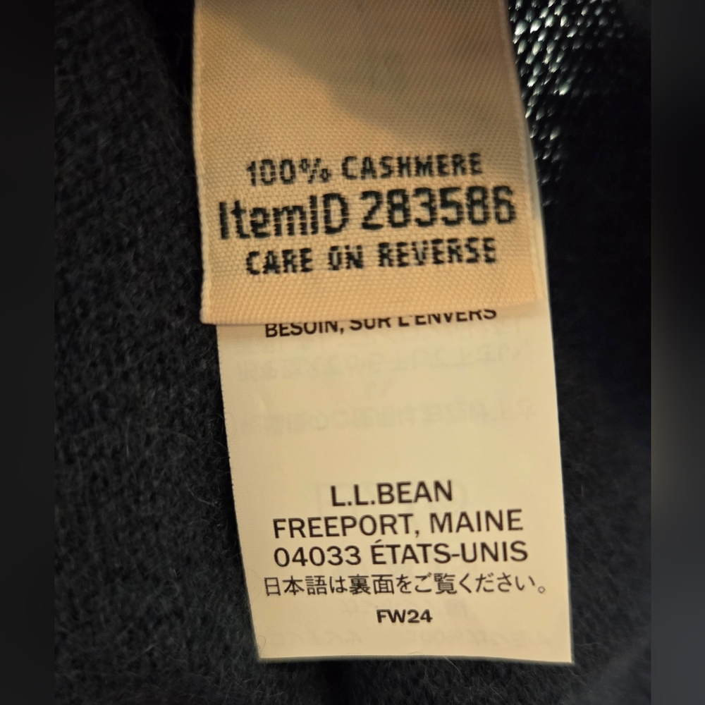 Women's L.L.Bean Navy Cashmere Crew Sweater, Size S - Picture 3 of 14